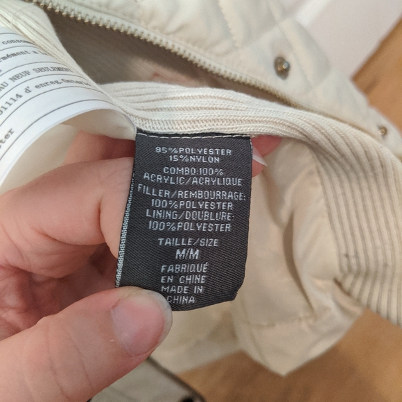 Cream & Gold Puffer Women Jacket Quilted Size M - Picture 3 of 7